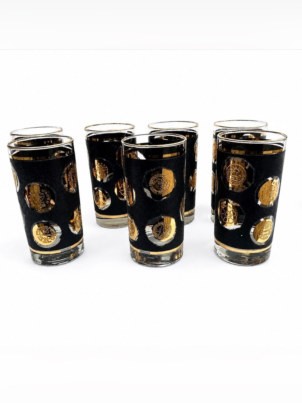 Libbey 22K Gold Coin Collection Barware  USA Highball Cocktail Tumbler Glasses